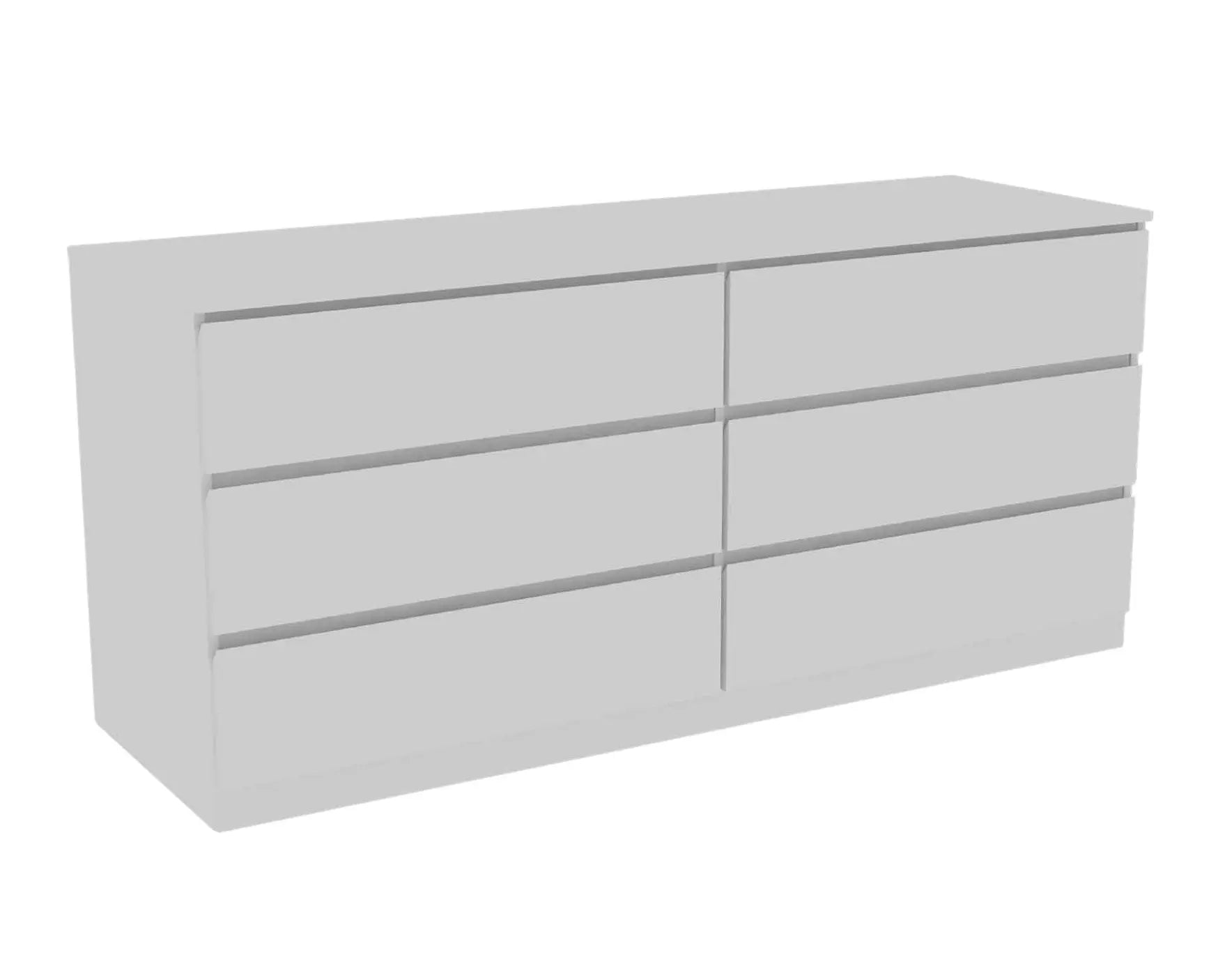 60" White Wood Six Drawer Double Dresser Homeroots Bed & Bath