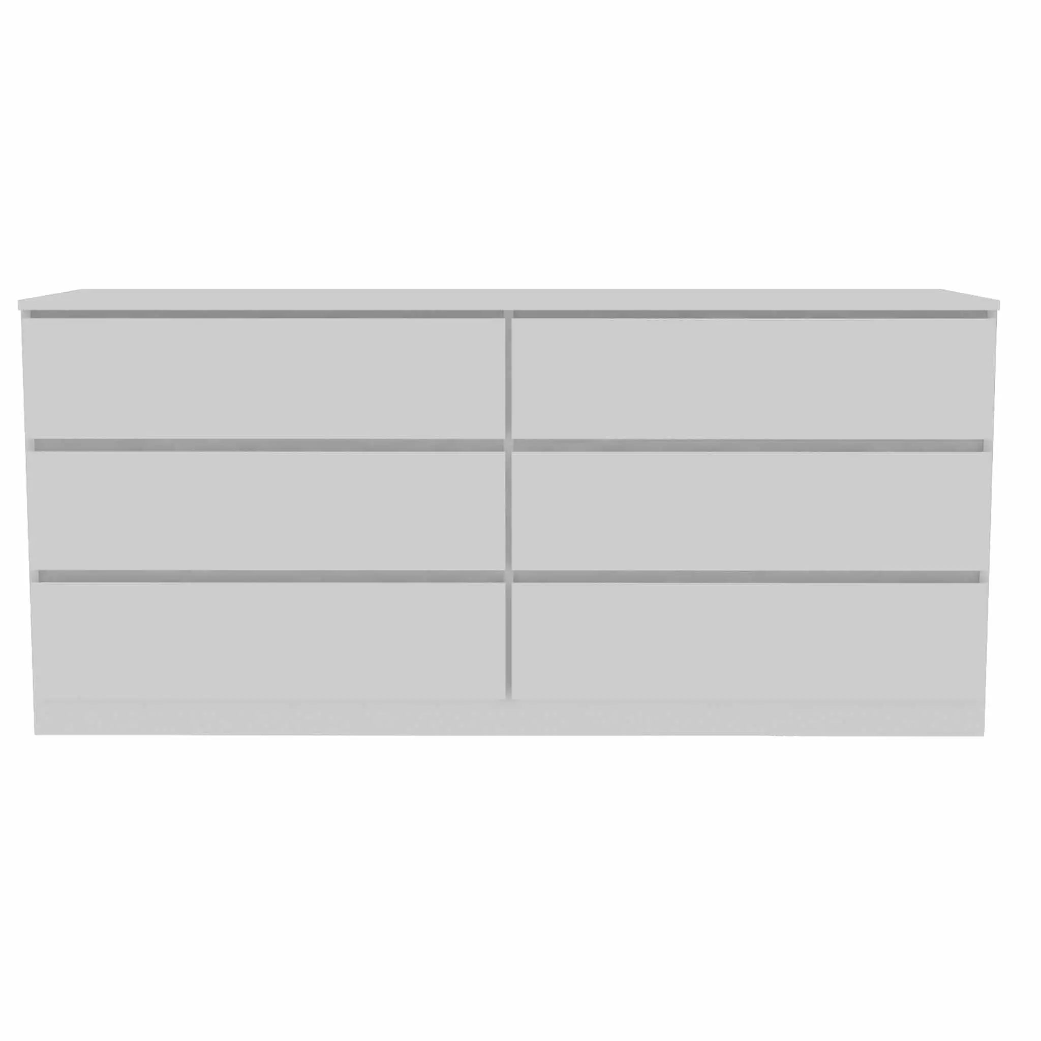 60" White Wood Six Drawer Double Dresser Homeroots Bed & Bath