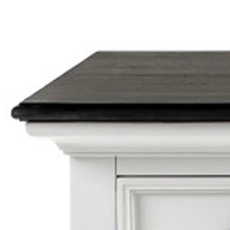 60" White & Black Solid Wood Buffet Table Homeroots Kitchen & Dining