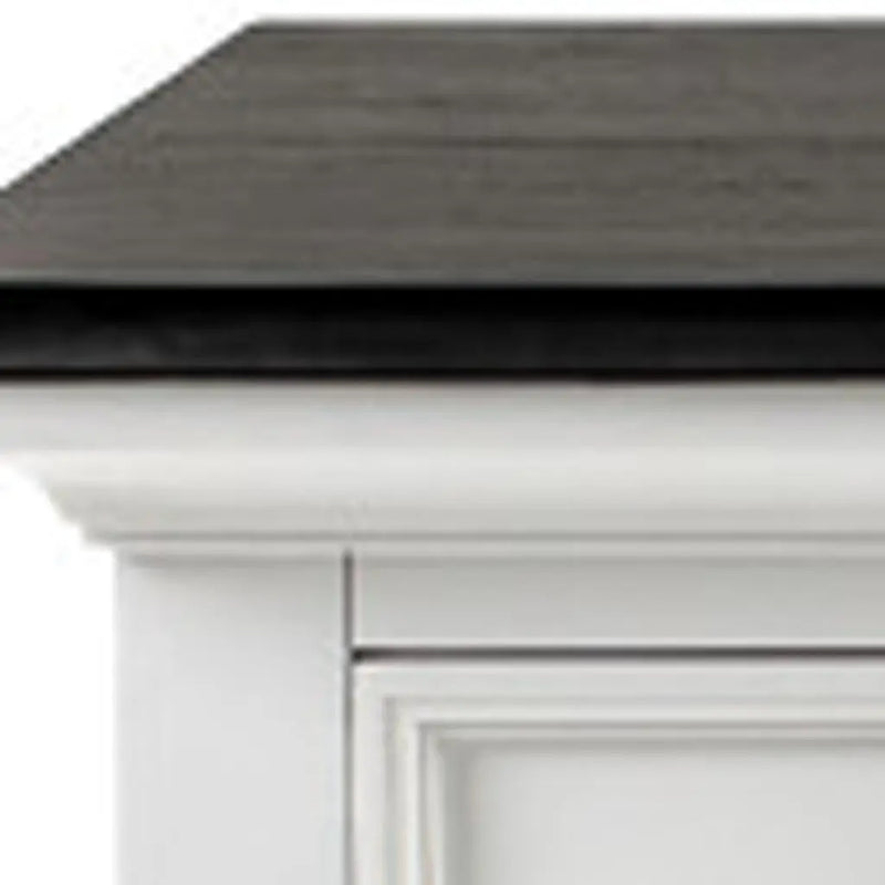 60" White & Black Solid Wood Buffet Table Homeroots Kitchen & Dining
