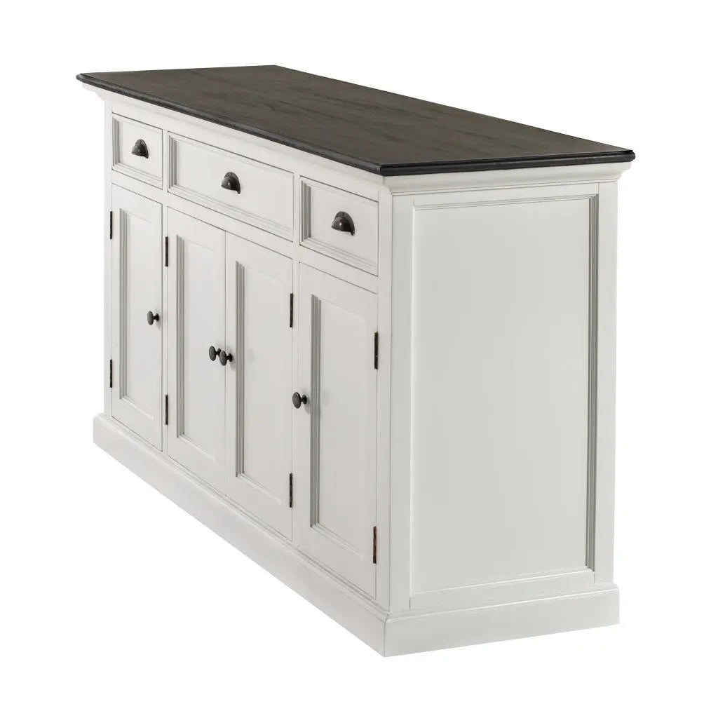 60" White & Black Solid Wood Buffet Table Homeroots Kitchen & Dining