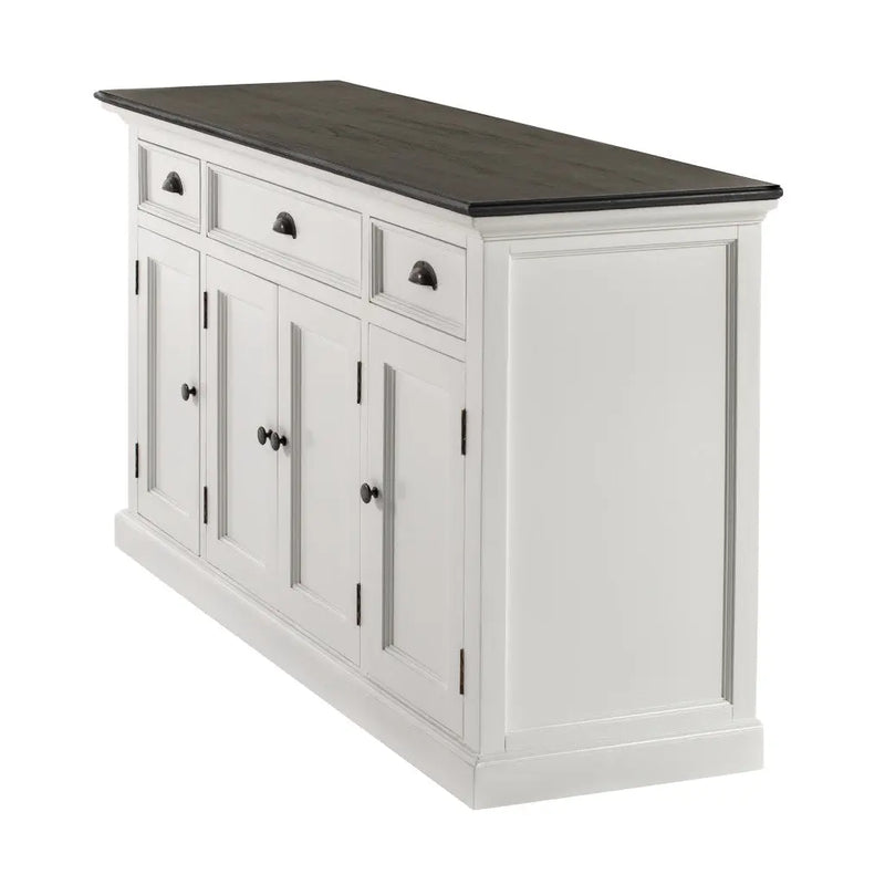 60" White & Black Solid Wood Buffet Table Homeroots Kitchen & Dining
