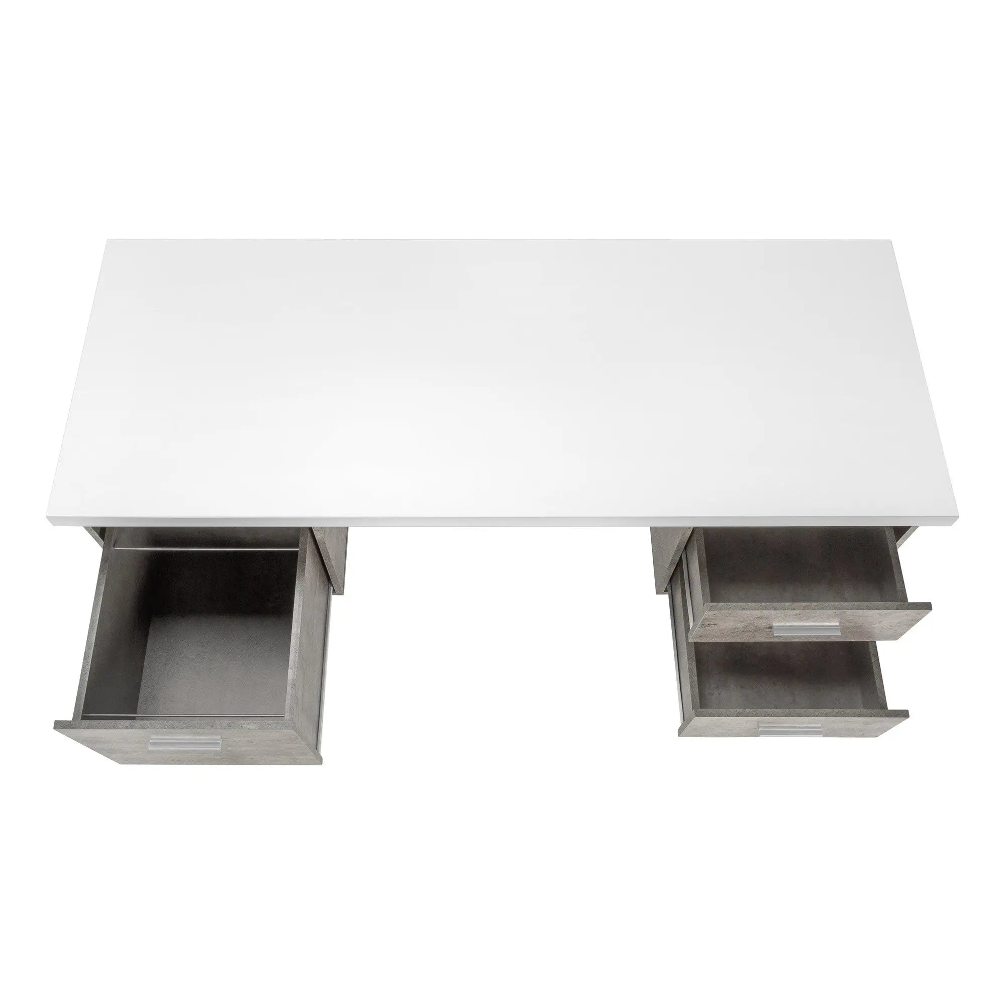 60" White and Gray Computer Desk With Three Drawers Homeroots Office