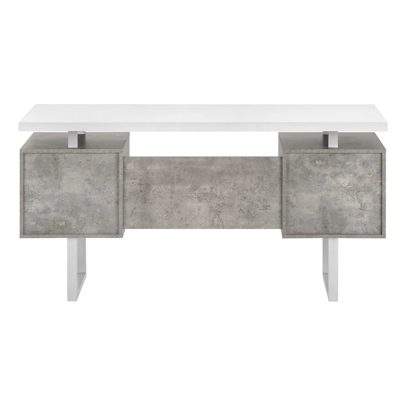 60" White and Gray Computer Desk With Three Drawers Homeroots Office
