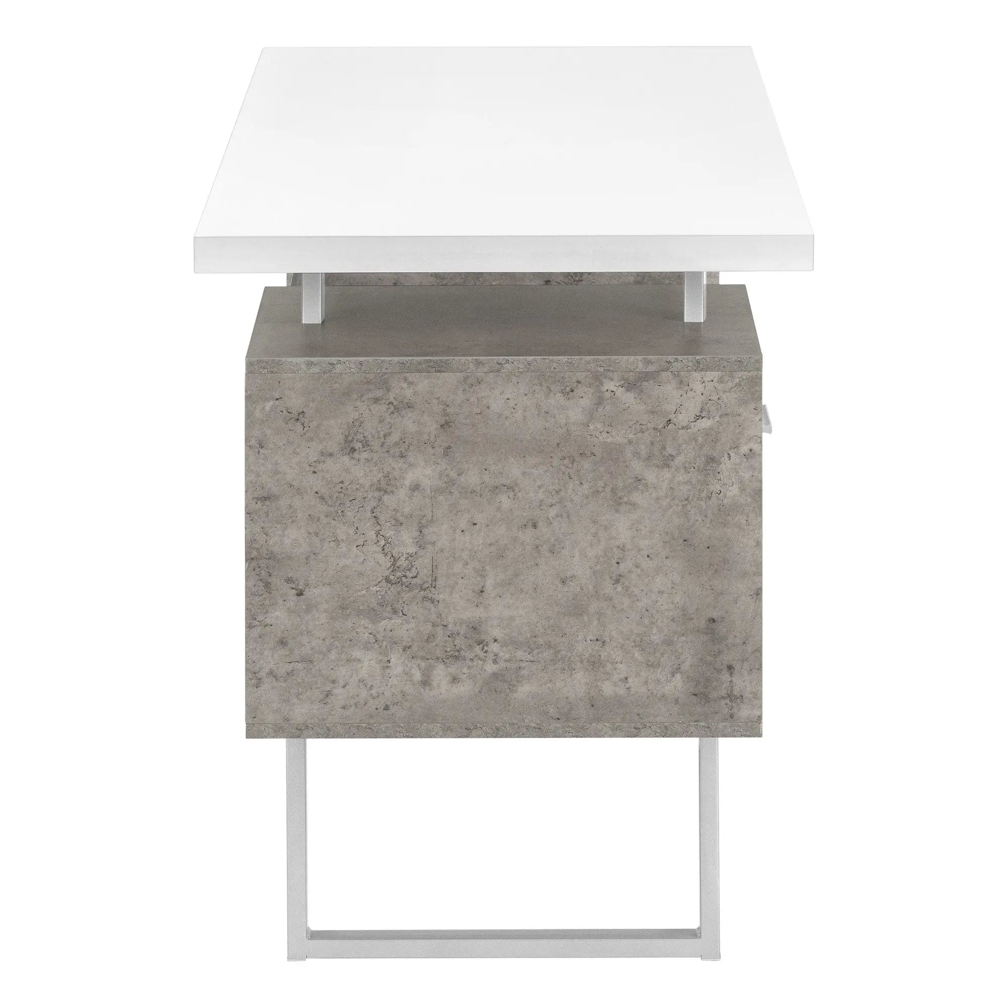 60" White and Gray Computer Desk With Three Drawers Homeroots Office
