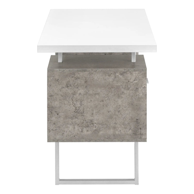 60" White and Gray Computer Desk With Three Drawers Homeroots Office