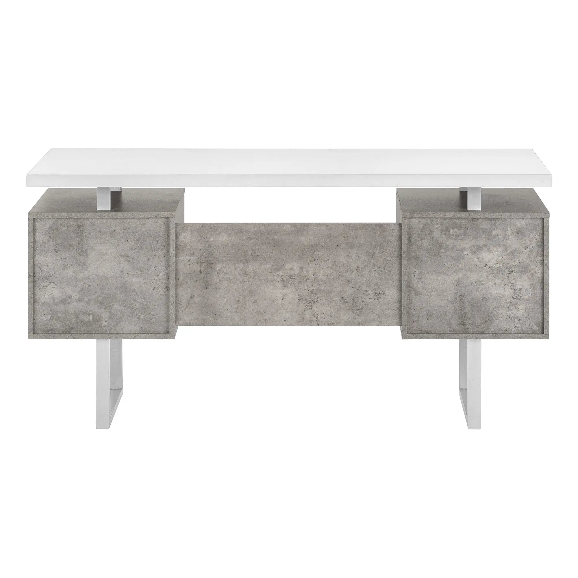 60" White and Gray Computer Desk With Three Drawers Homeroots Office