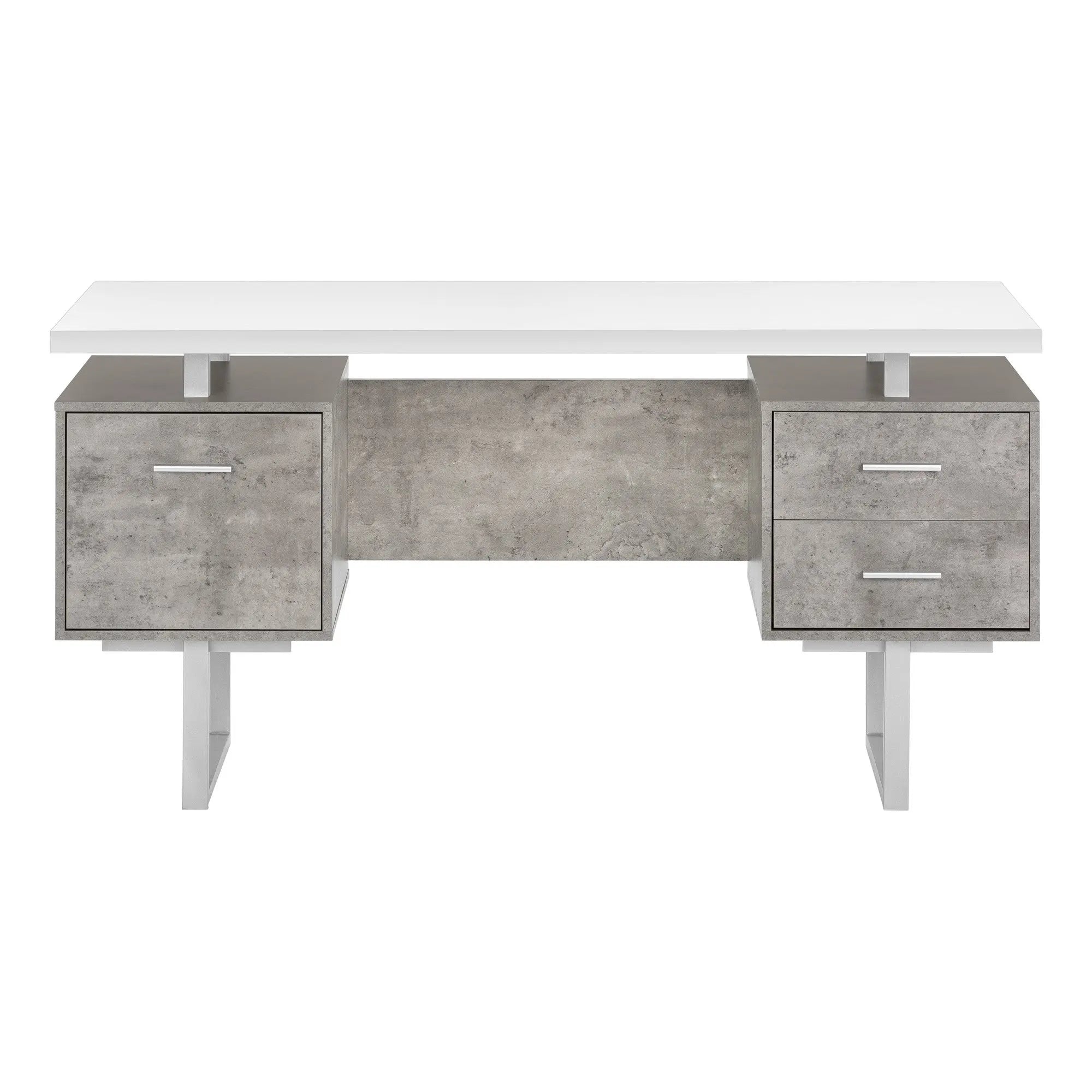 60" White and Gray Computer Desk With Three Drawers Homeroots Office