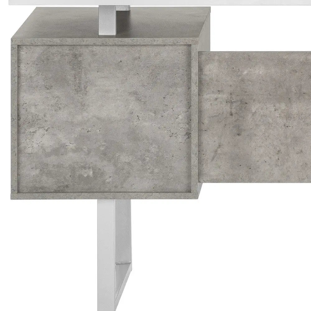60" White and Gray Computer Desk With Three Drawers Homeroots Office