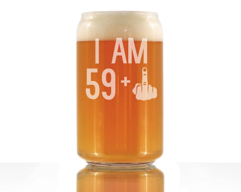 60th Birthday Gifts - 59 Middle Finger Beer Can Pint Glass Bevvee