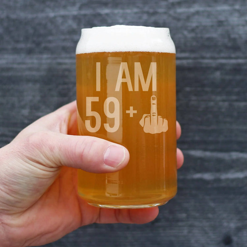 60th Birthday Gifts - 59 Middle Finger Beer Can Pint Glass Bevvee