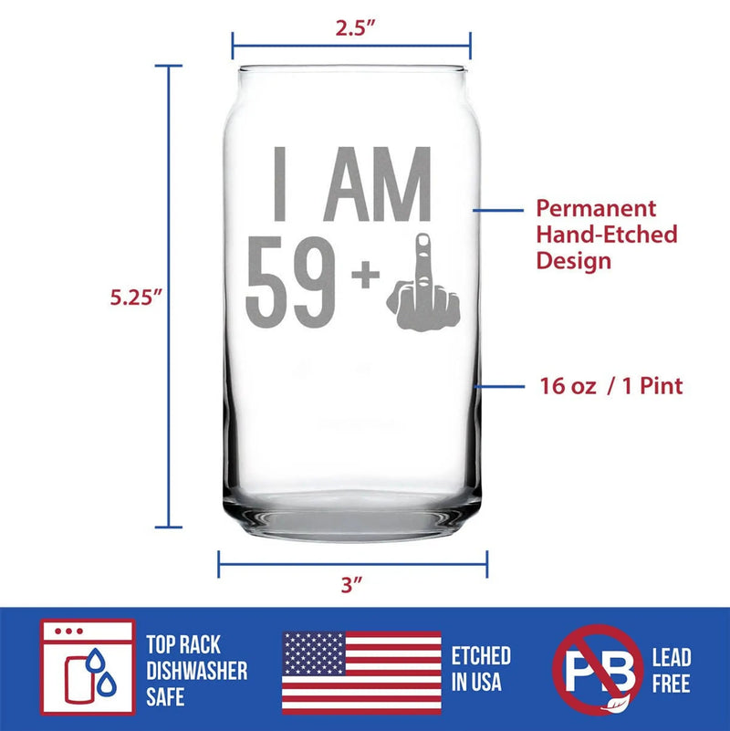 60th Birthday Gifts - 59 Middle Finger Beer Can Pint Glass Bevvee