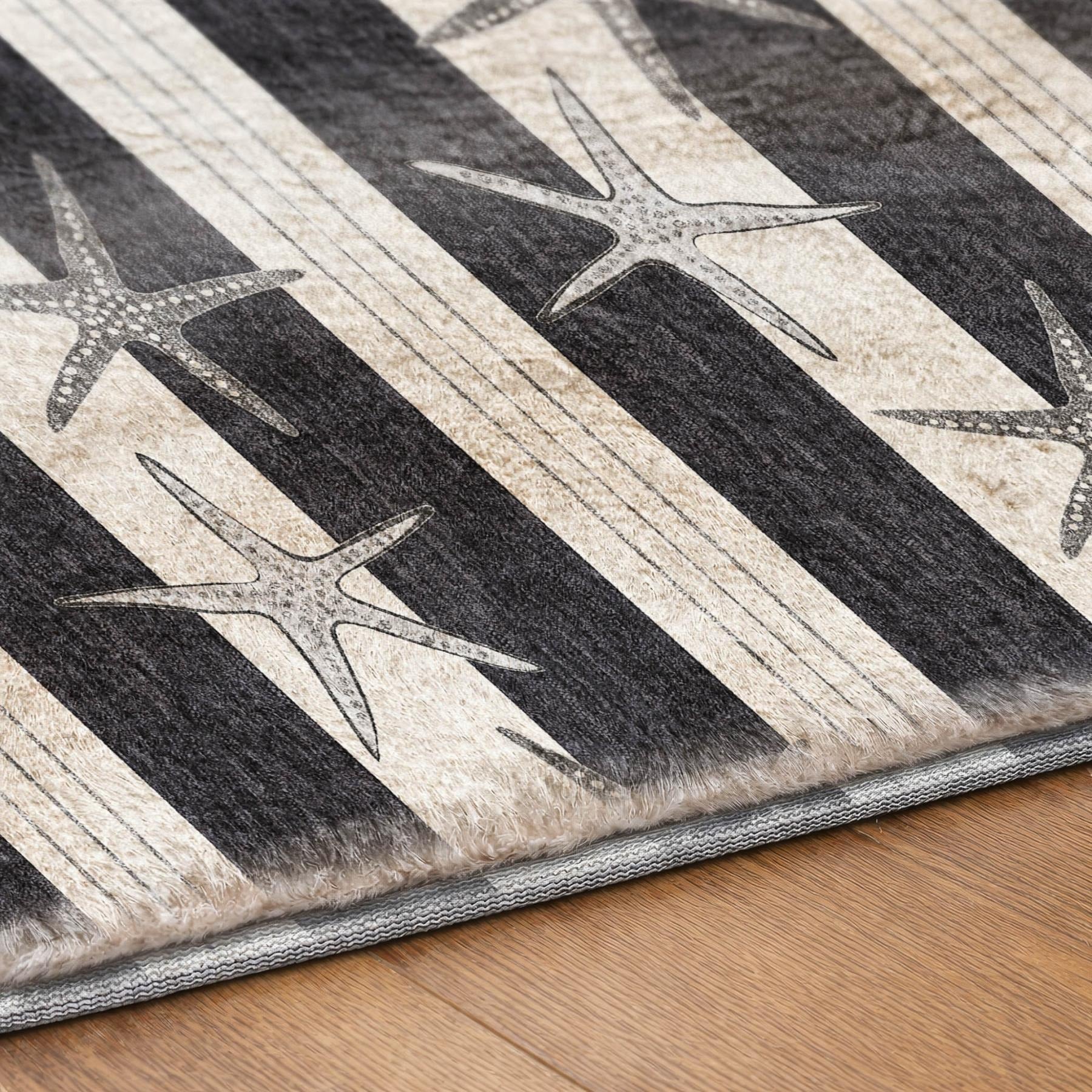 5' X 8' Midnight And Ivory Animal Print Shag Washable Area Rug With UV Protection - Home & Garden
