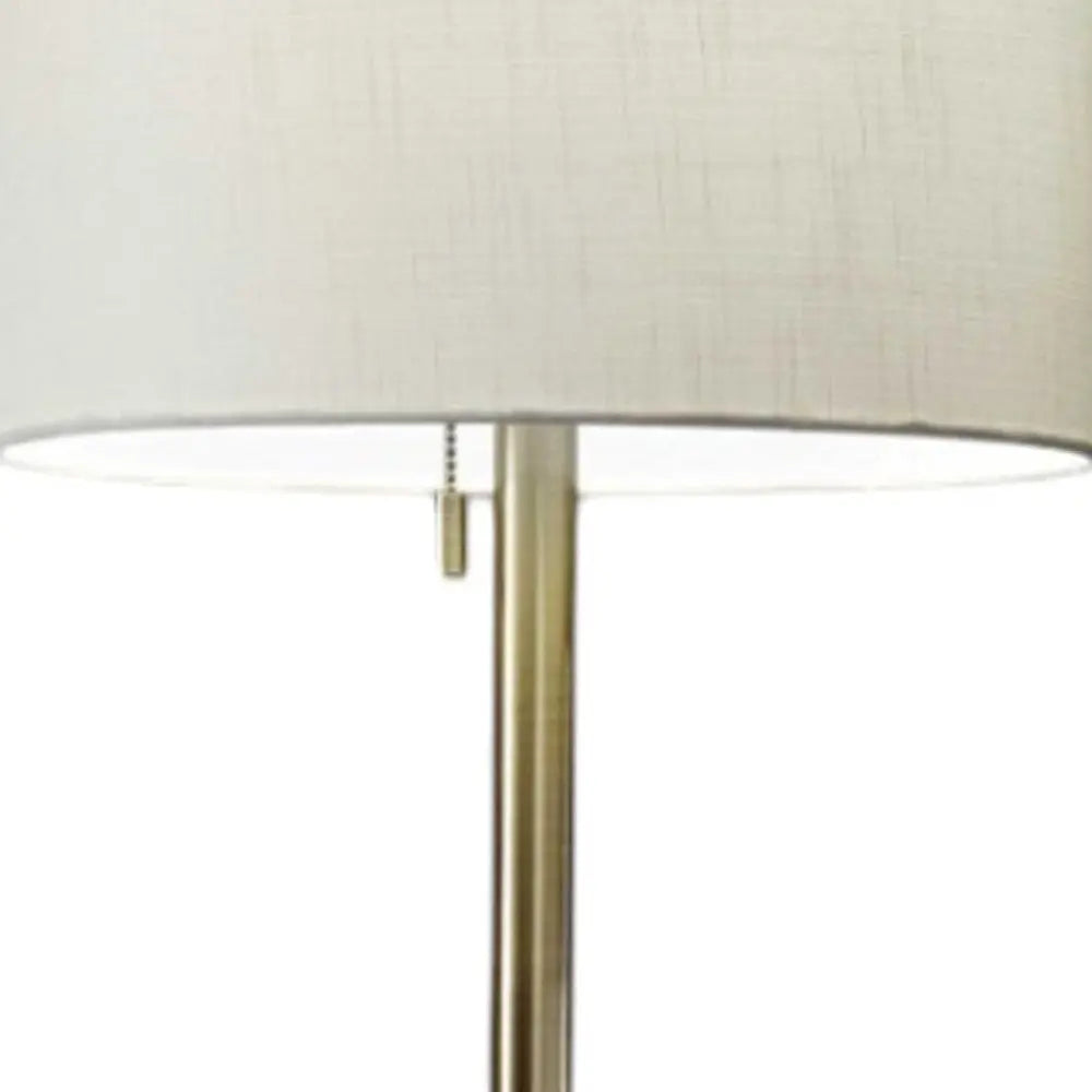 61" Brass Metal Floor Lamp With White Fabric Cylinder Shade Homeroots Lighting