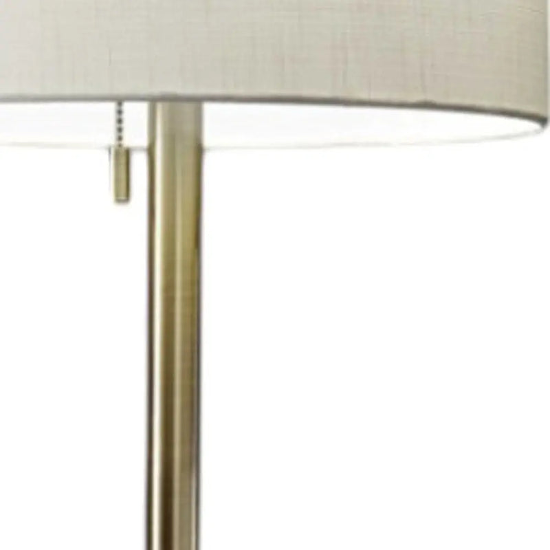 61" Brass Metal Floor Lamp With White Fabric Cylinder Shade Homeroots Lighting