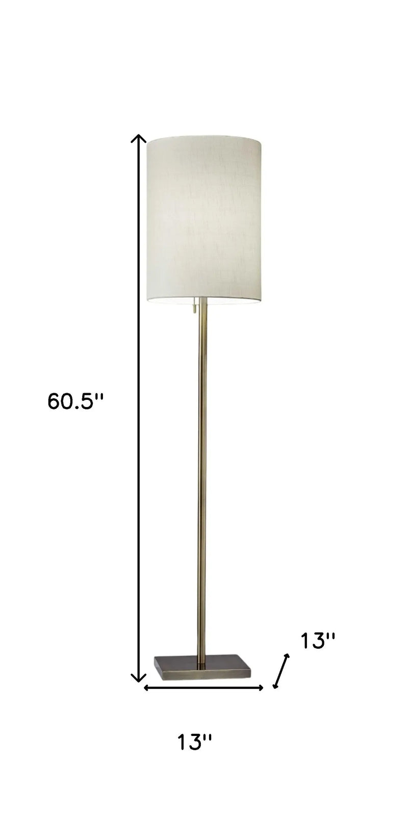 61" Brass Metal Floor Lamp With White Fabric Cylinder Shade Homeroots Lighting