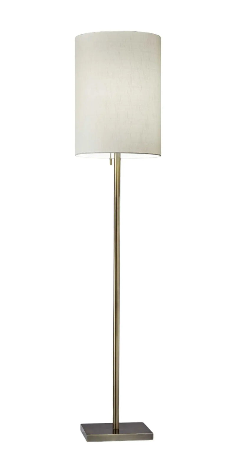 61" Brass Metal Floor Lamp With White Fabric Cylinder Shade Homeroots Lighting