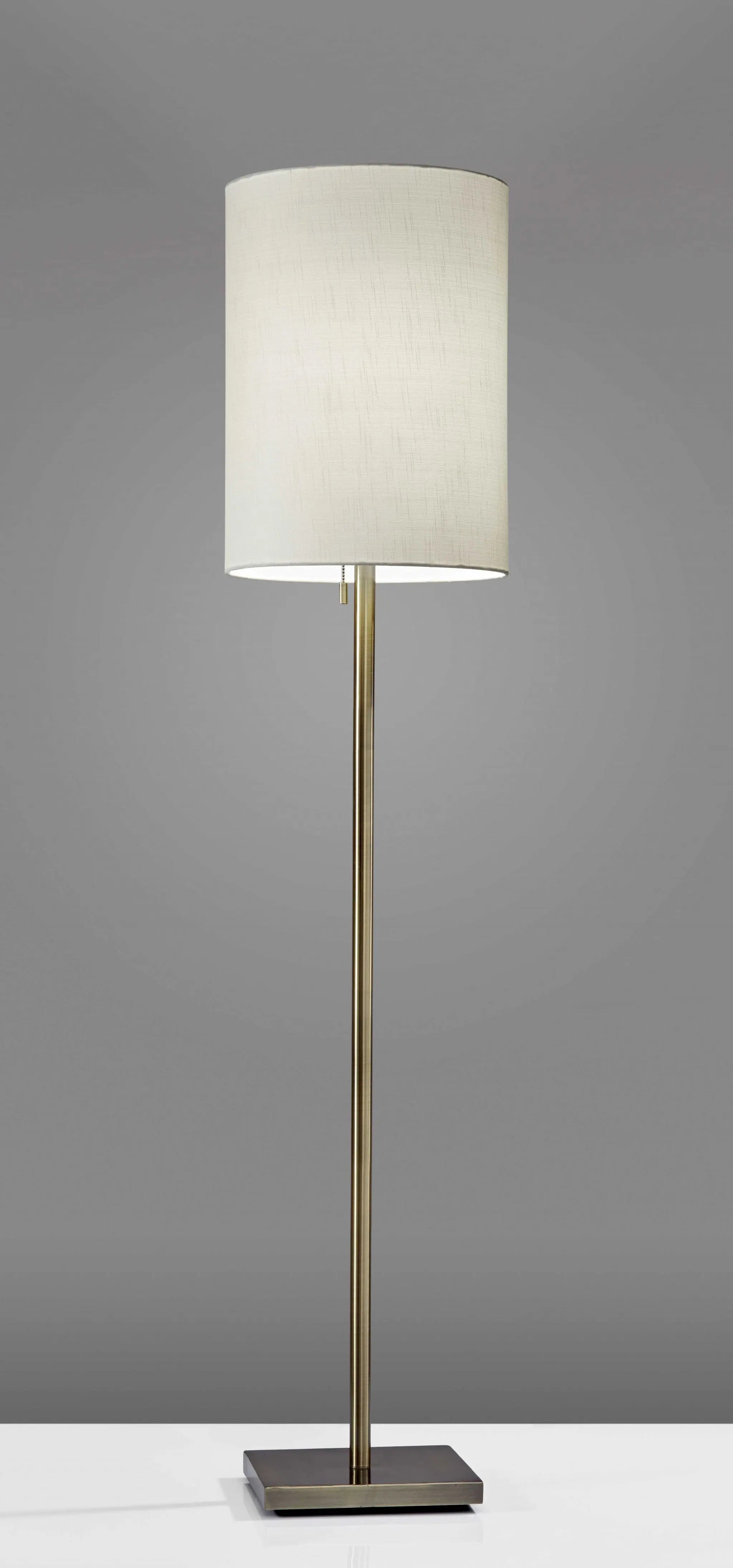 61" Brass Metal Floor Lamp With White Fabric Cylinder Shade Homeroots Lighting