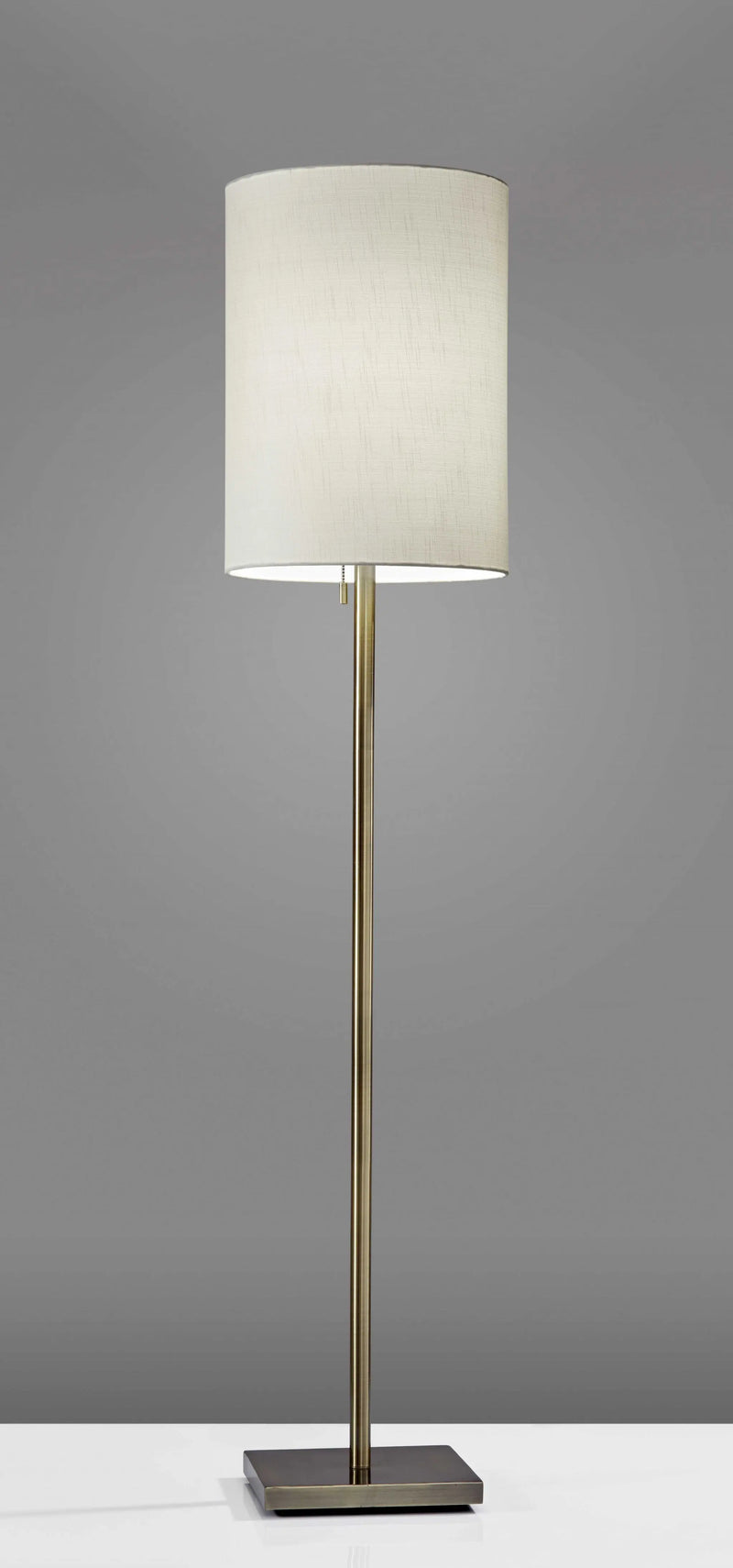 61" Brass Metal Floor Lamp With White Fabric Cylinder Shade Homeroots Lighting