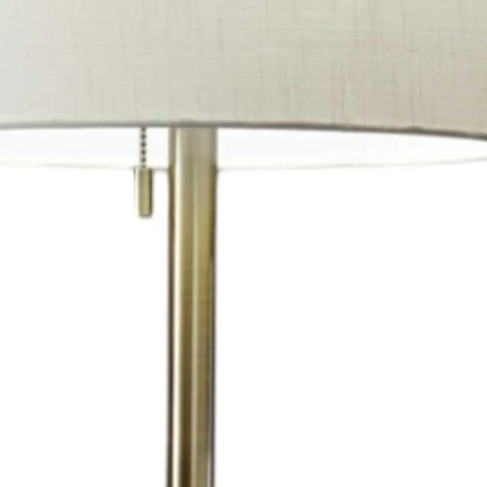 61" Brass Metal Floor Lamp With White Fabric Cylinder Shade Homeroots Lighting