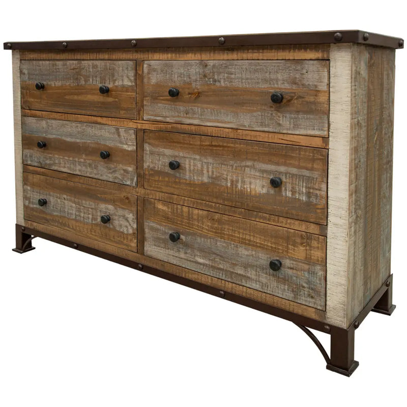 61" Brown Solid Wood Six Drawer Double Dresser Homeroots Bed & Bath