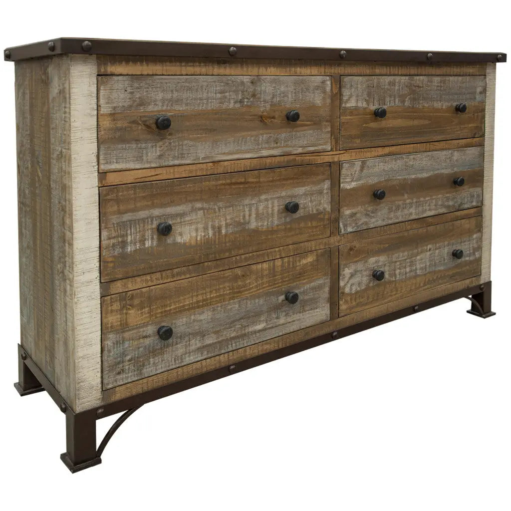61" Brown Solid Wood Six Drawer Double Dresser Homeroots Bed & Bath