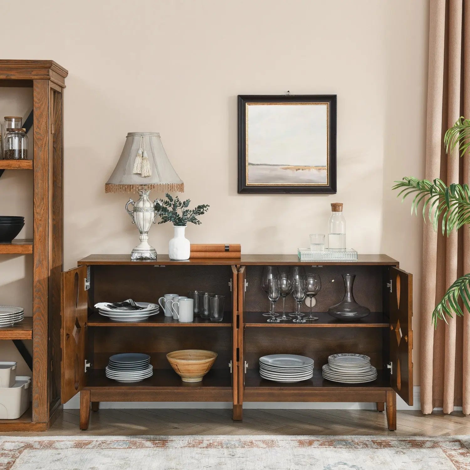 61" Brown Wood Accent Cabinet Homeroots Kitchen & Dining