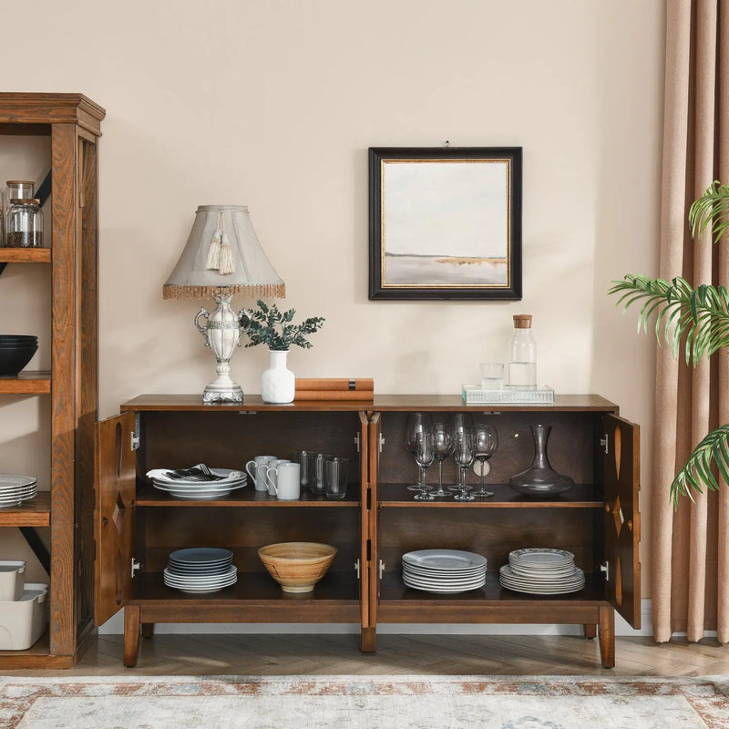 61" Brown Wood Accent Cabinet Homeroots Kitchen & Dining