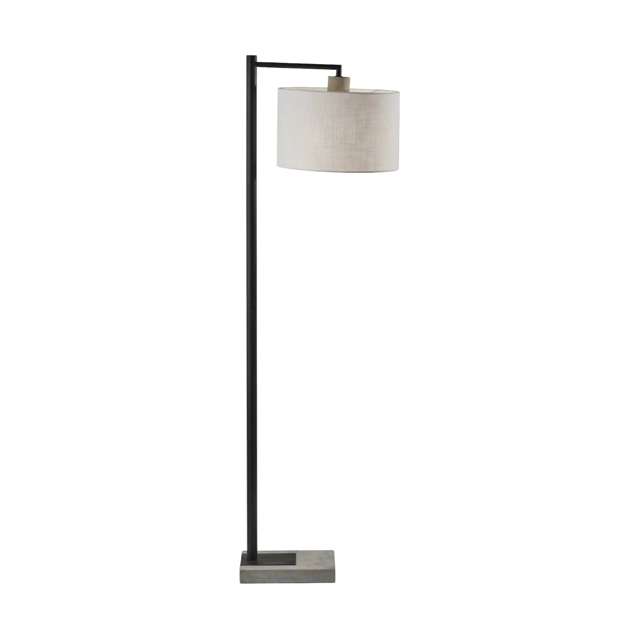 61" Grey And Black Arc Floor Lamp With White Fabric Drum Shade Homeroots Lighting