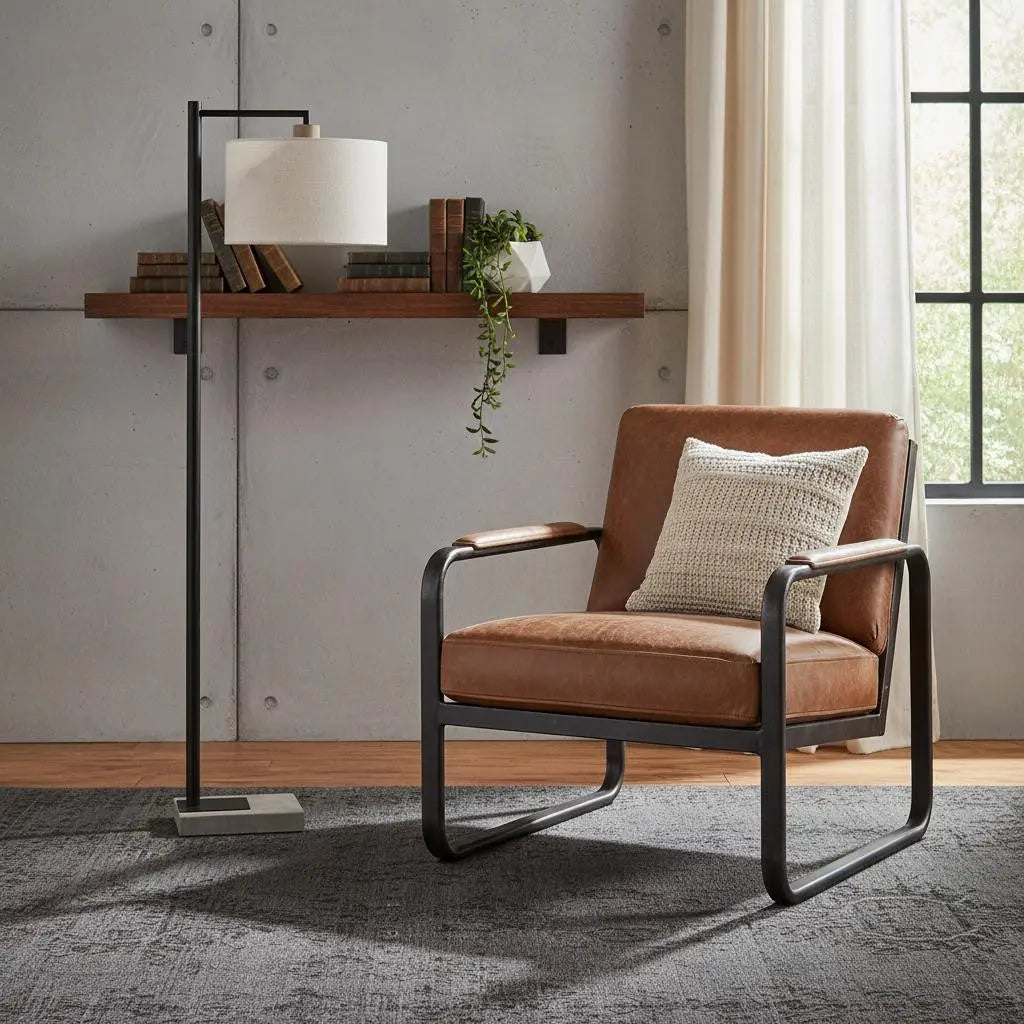 61" Grey And Black Arc Floor Lamp With White Fabric Drum Shade Homeroots Lighting