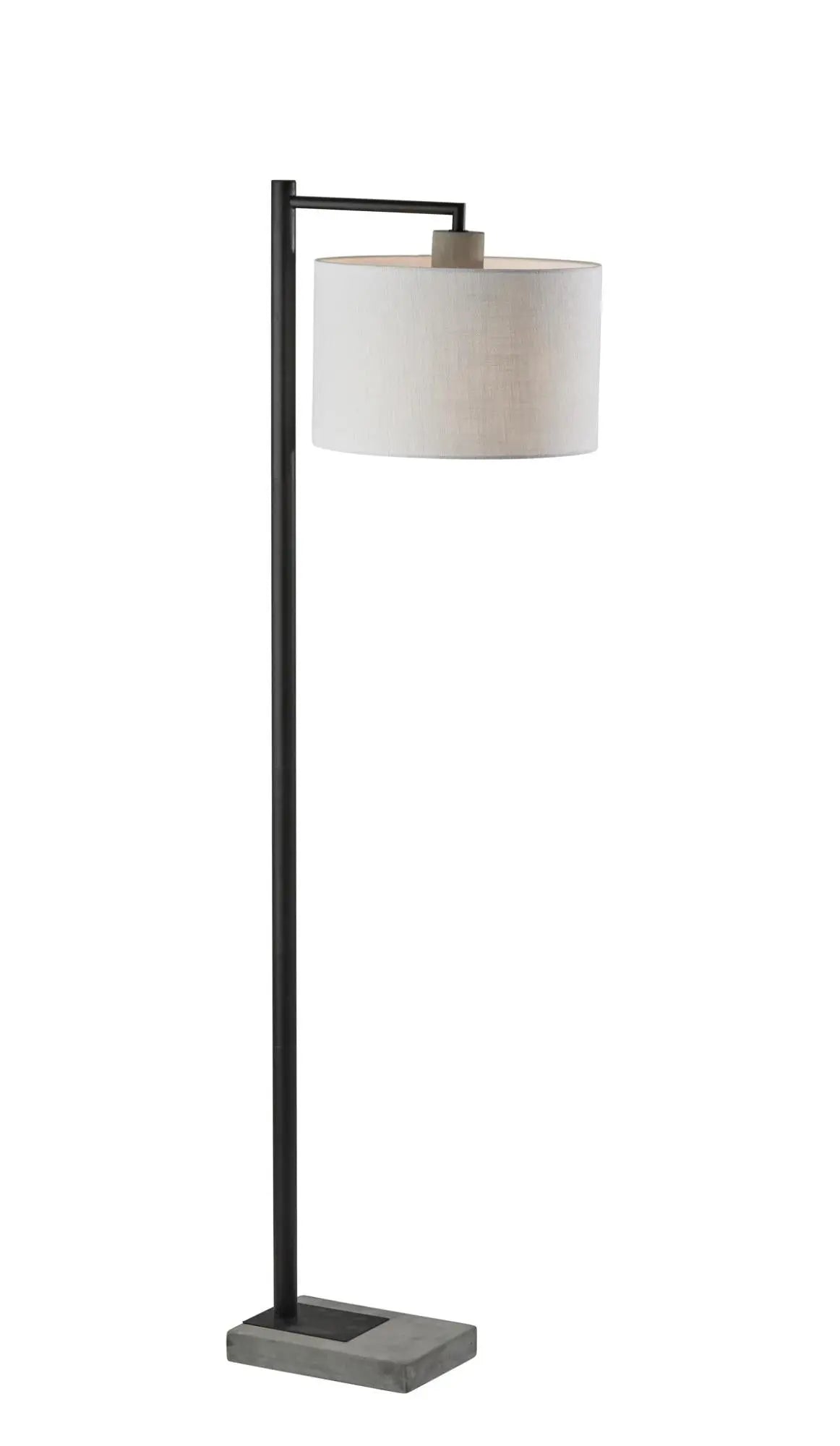 61" Grey And Black Arc Floor Lamp With White Fabric Drum Shade Homeroots Lighting