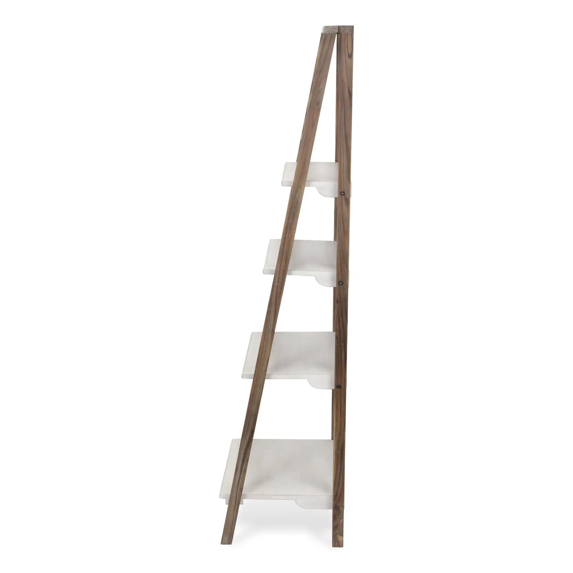61" White Distressed Wood Four Tier Step Bookcase Homeroots Office