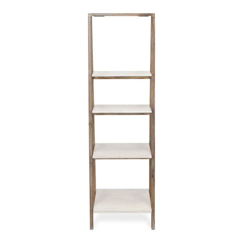 61" White Distressed Wood Four Tier Step Bookcase Homeroots Office