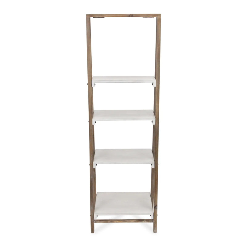 61" White Distressed Wood Four Tier Step Bookcase Homeroots Office