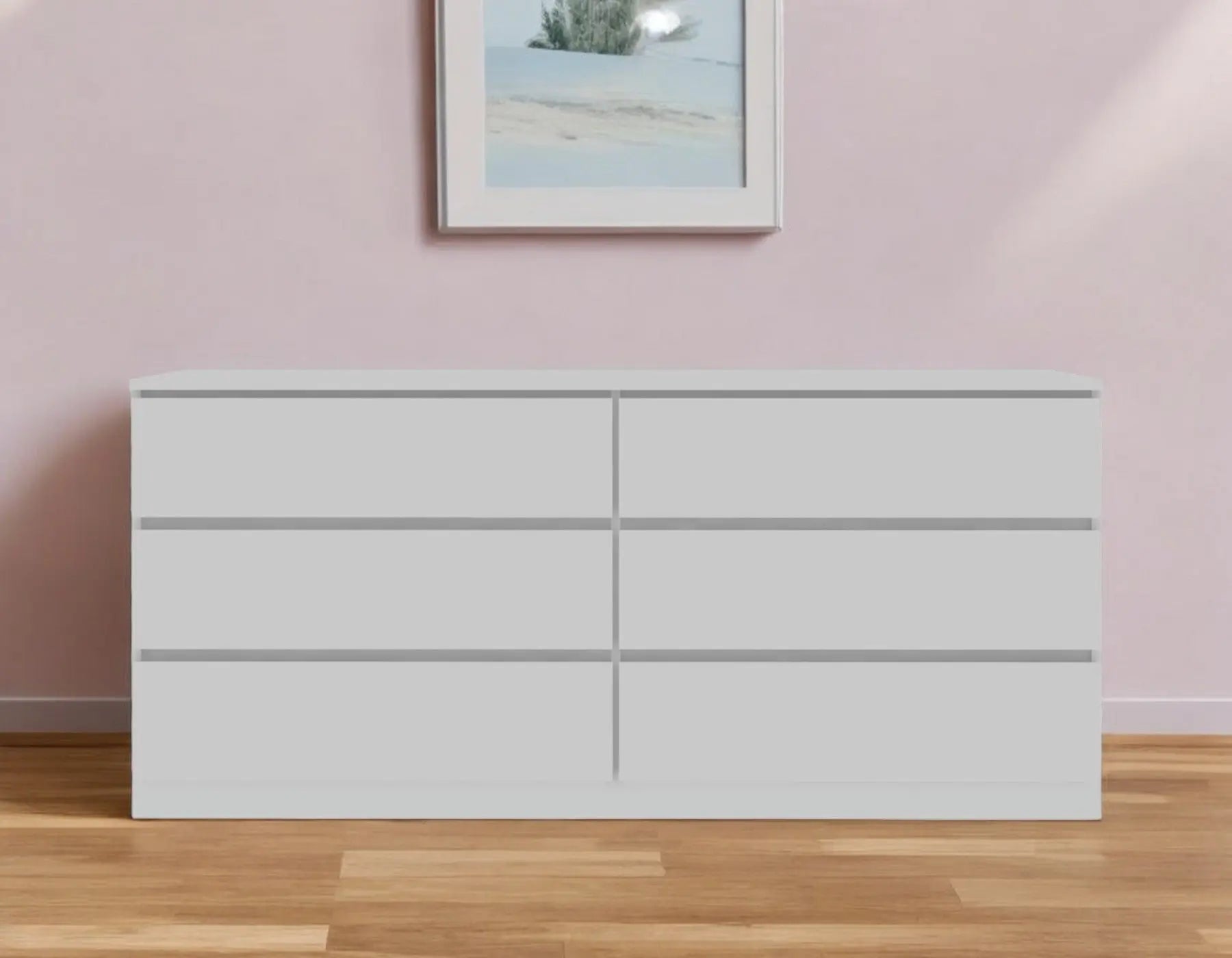 61" White Six Drawer Double Dresser Homeroots Bed & Bath