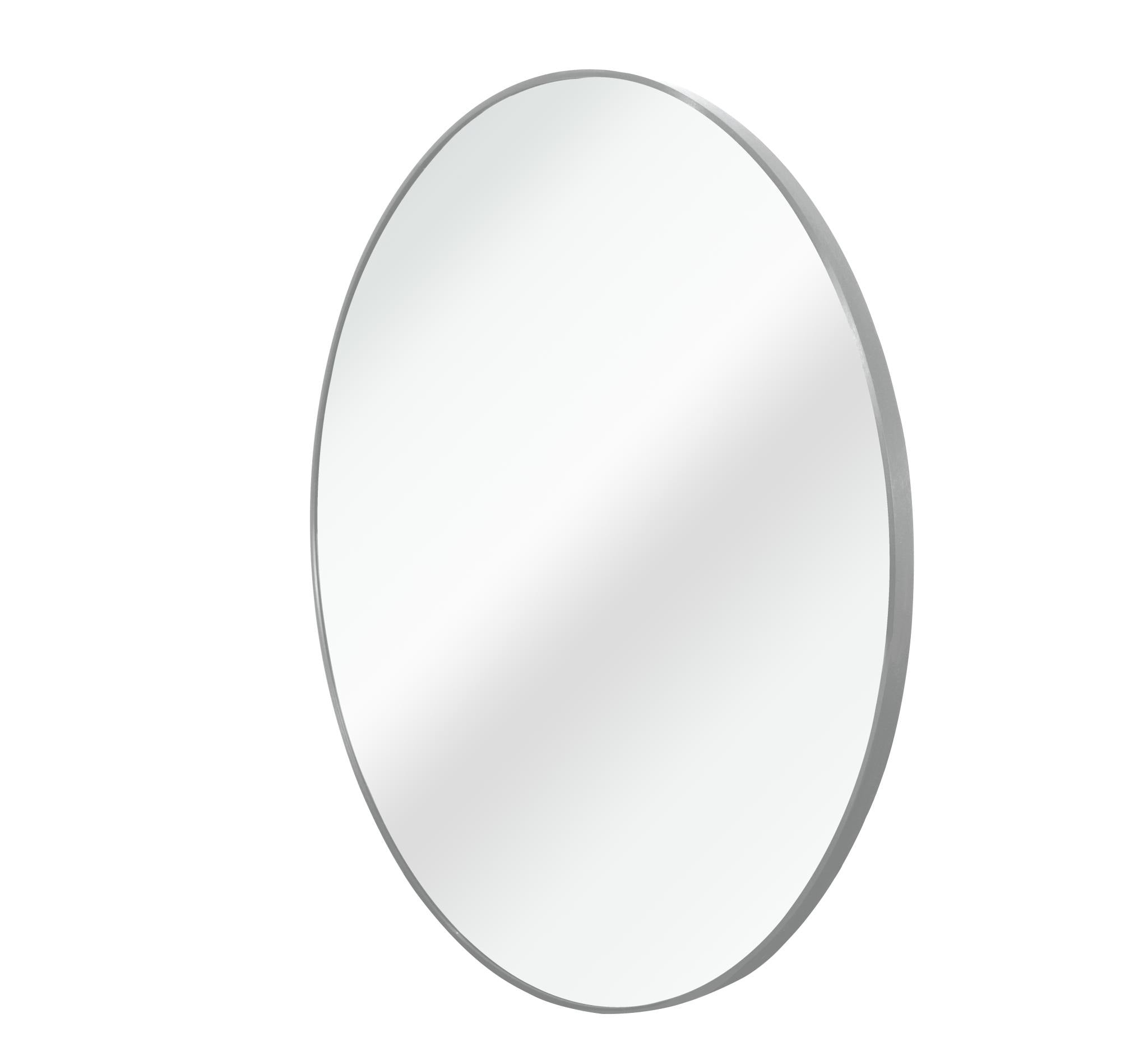 32" Silver Aluminum Round Framed Bathroom Vanity Mirror - Bed & Bath