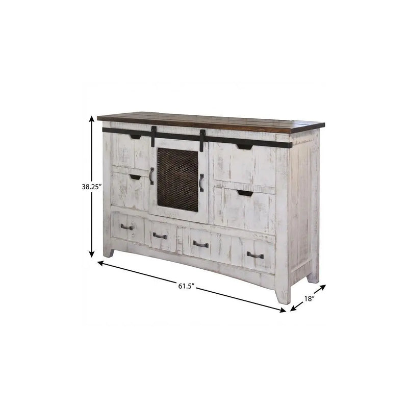 62" Antiqued White Solid Wood Six Drawer Triple Dresser Homeroots Bed & Bath