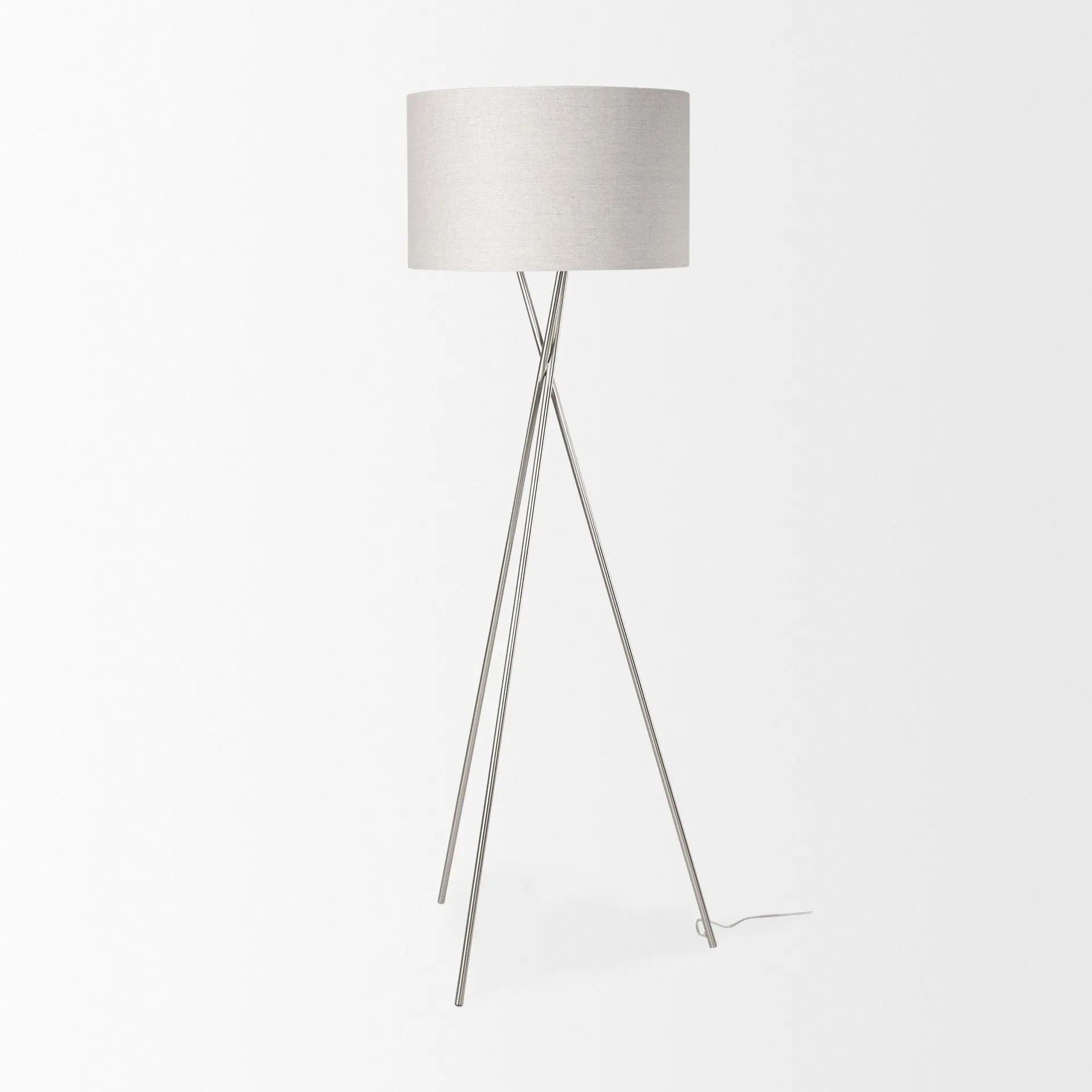 62" Beige Metal Tripod Floor Lamp With Beige Fabric Drum Shade Homeroots Lighting