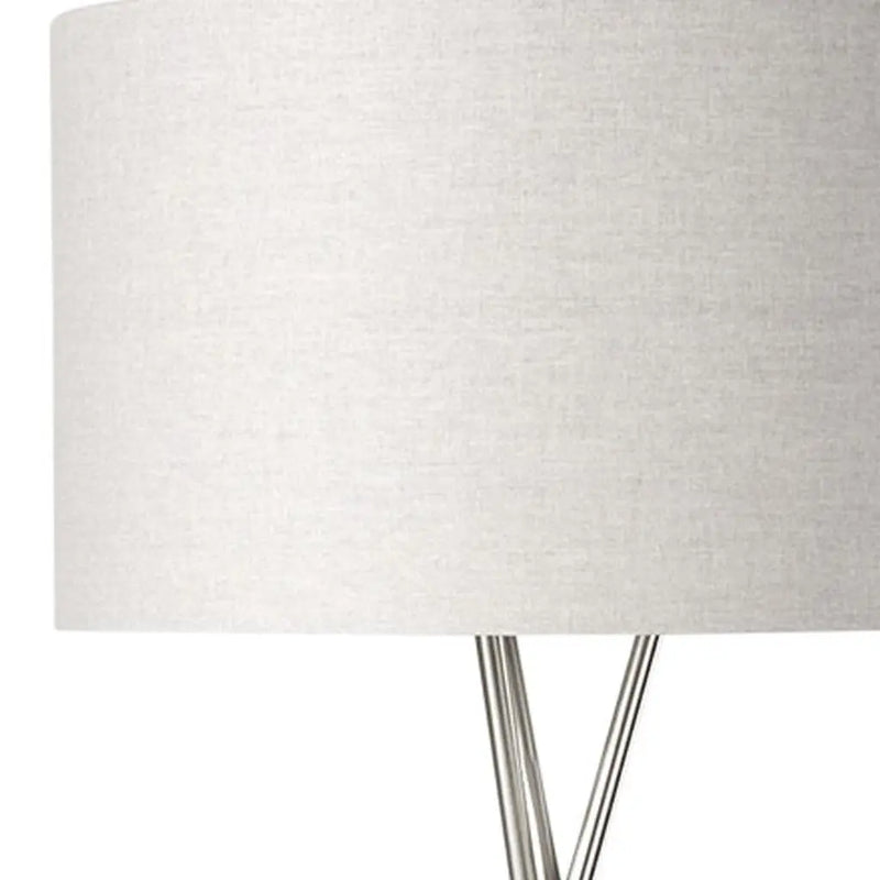 62" Beige Metal Tripod Floor Lamp With Beige Fabric Drum Shade Homeroots Lighting