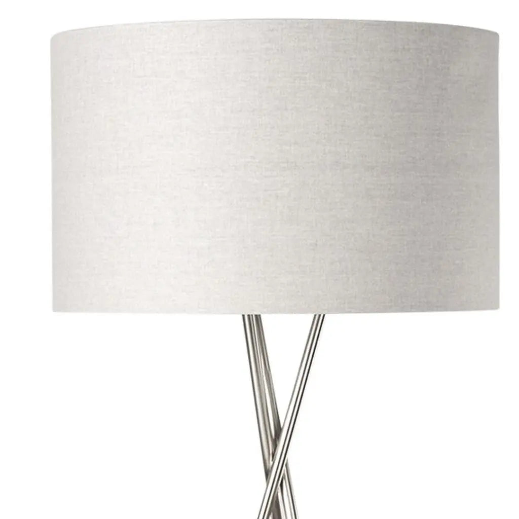 62" Beige Metal Tripod Floor Lamp With Beige Fabric Drum Shade Homeroots Lighting