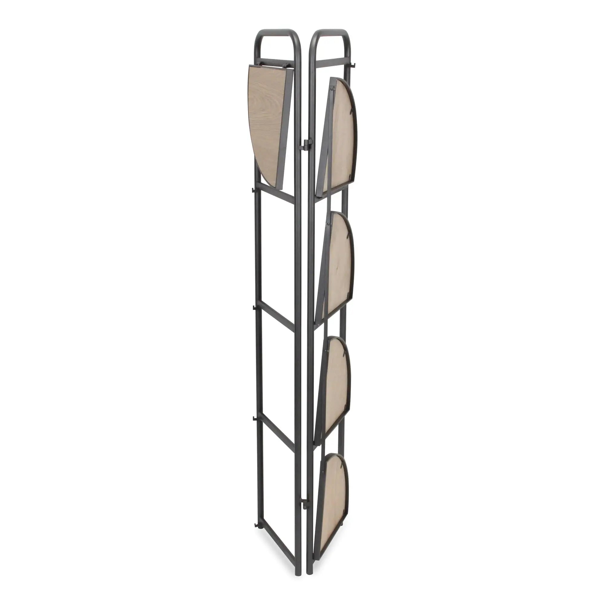 62" Black And Brown Metal and Wood Five Tier Corner Bookcase Homeroots Office