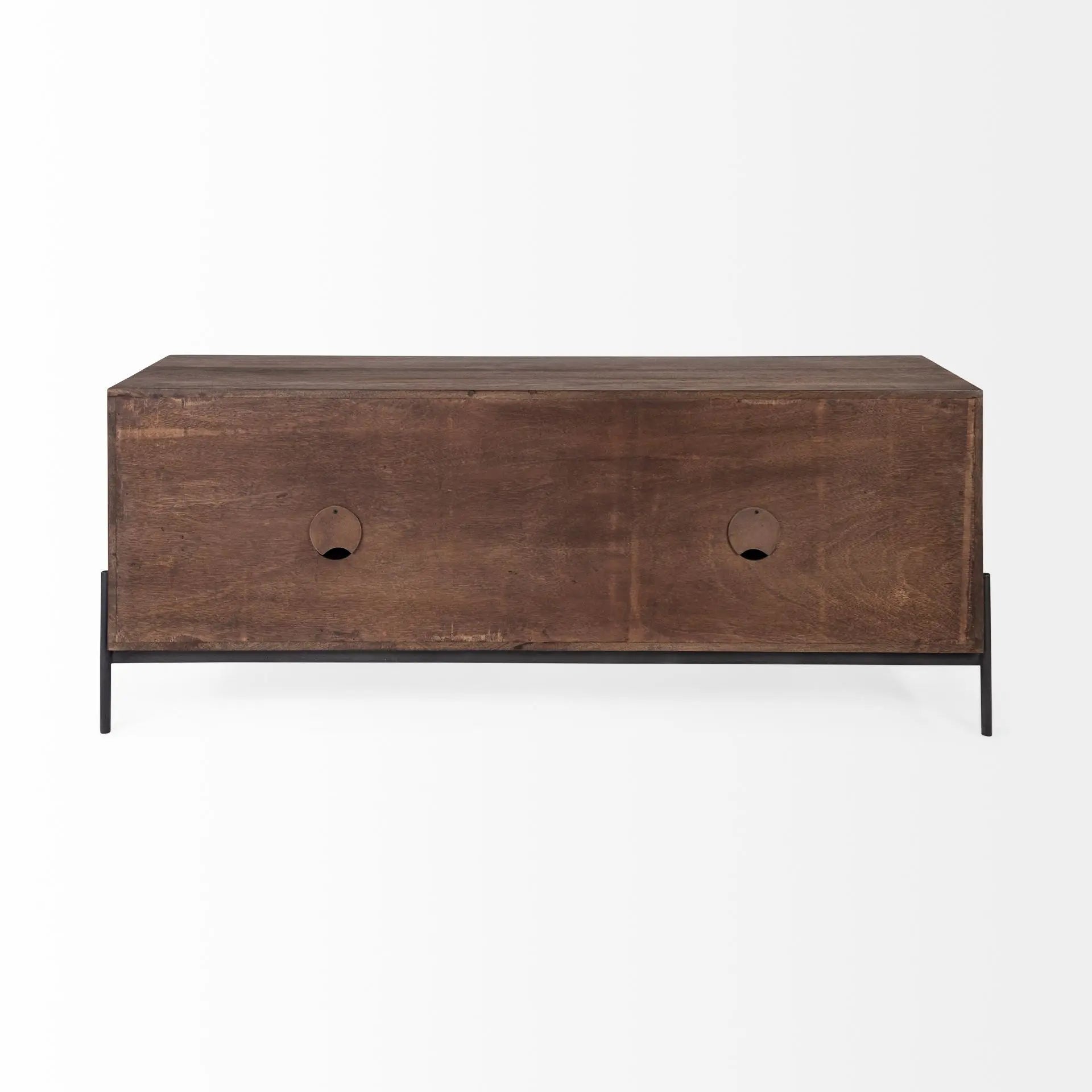 62" Brown and Black Solid Wood Cabinet Enclosed Storage TV Stand Homeroots Living Room