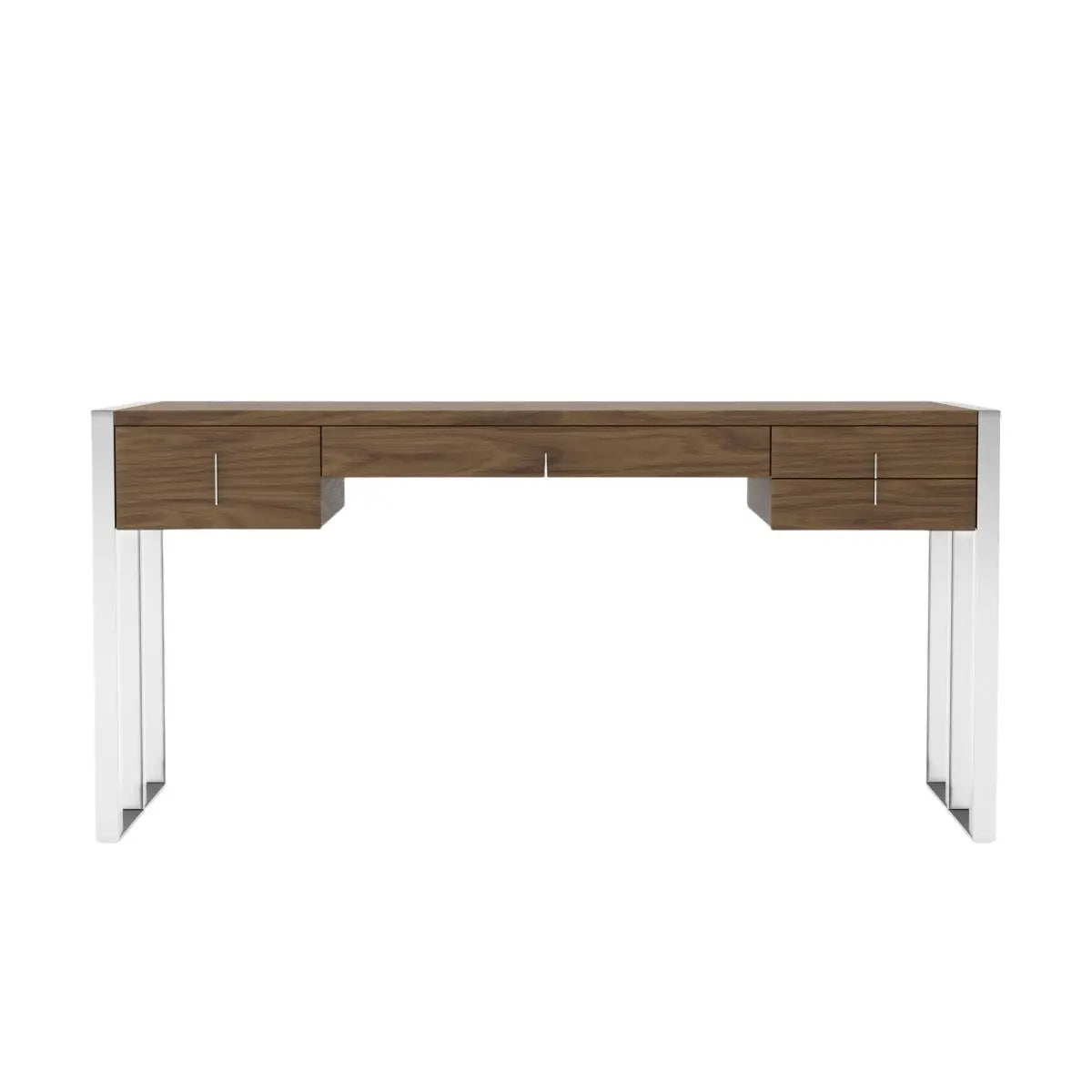 62" Brown and Silver Writing Desk With Four Drawers Homeroots Office