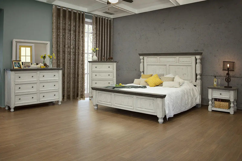 62" Gray and Ivory Solid Wood Six Drawer Double Dresser - GreatEagleInc