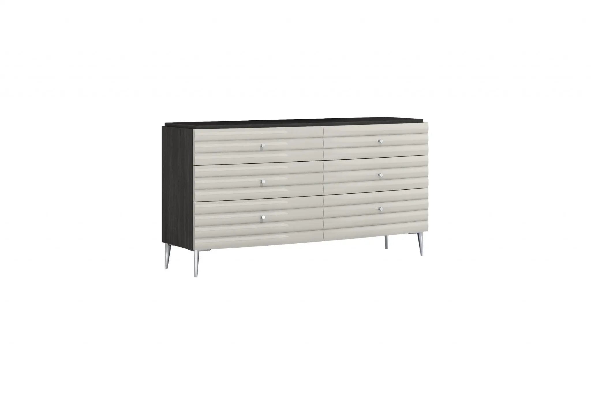 62" Grey Manufactured Wood Six Drawer Double Dresser Homeroots Bed & Bath