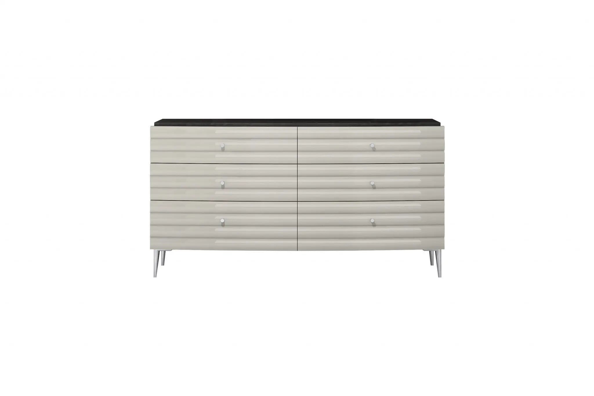 62" Grey Manufactured Wood Six Drawer Double Dresser Homeroots Bed & Bath