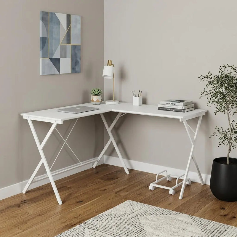 62" White L Shape Computer Desk Homeroots Office