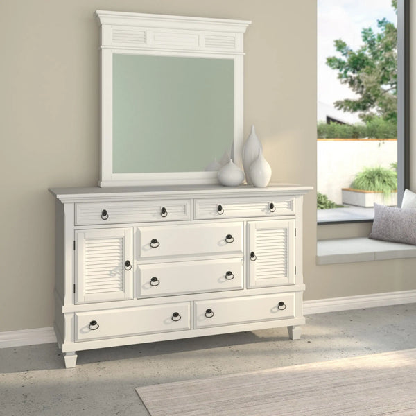 62" White Solid Wood Six Drawer Double Dresser - GreatEagleInc