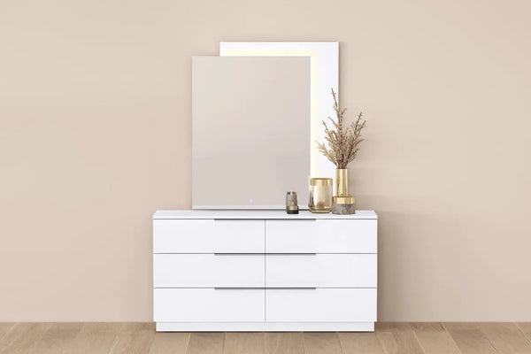 62" White Wood Six Drawer Double Dresser Homeroots Bed & Bath