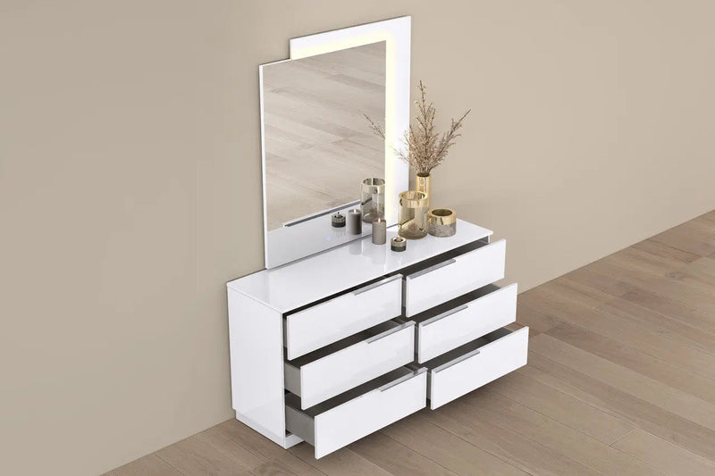 62" White Wood Six Drawer Double Dresser Homeroots Bed & Bath
